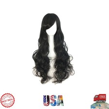 32-Inch Spiral Curly Black Cosplay Wig - Adjustable Cap  Lightweight Design