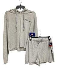 Champion Women's 2 Pieces Sleep Pajama Set Hooded Long Sleeve Top - CSWFCS