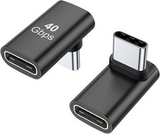 90 Degree USB-C Male to Female Adapter, 2 Pack Right Angle 100W Type-C Adapte...