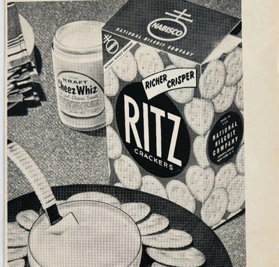 1954 Nabisco Ritz Crackers Kraft Cheez Whiz Advertisement Snack Foods DWQQ9
