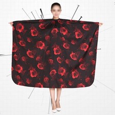 Haircuting Apron Rose Pattern Hairdressing Cape Lightweight Polyester Shawl