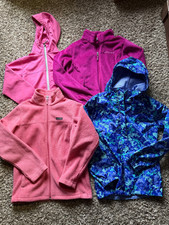 Lot Of 4 Columbia Full Zip Fleece Hooded Rain Jacket Size M 10-12 Youth Kids