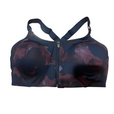 All in Motion Women 36C Navy Purple High Support Racer Back Front Zip Sport Bra