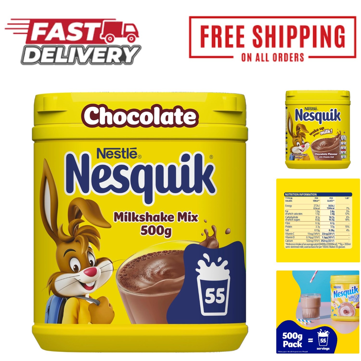 Chocolate Milkshake Powder 17.6oz - Ideal for Desserts, Smoothies & Shakes