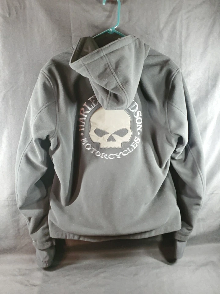 Chaqueta Harley Davidson para mujer con cremallera completa XL negra con agujeros para el pulgar aislados HD ** Foto 3 de 4