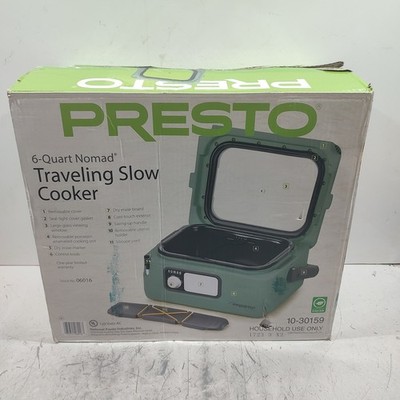 Presto 06016 6-Quart Nomad Traveling Slow Cooker Locking Lid Green NOB Complete 