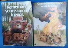 Vintage The SMOKEY BEAR Poster Ad 1980 1982 Cardboard USFS Forest Service 13x18”