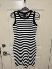 Michael Kors Women's Sleeveless Striped White Black Dress Size Medium 165$