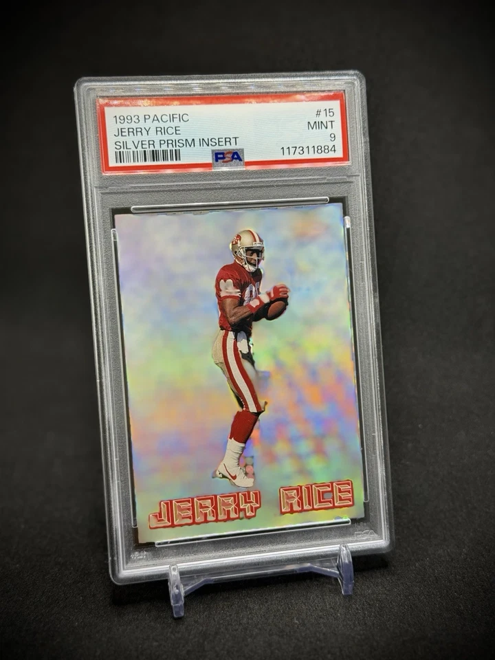 Jerry Rice 1993 NFL Pacific Silver Prism Insert PSA 9 como nuevo 49ers Foto 2 de 3