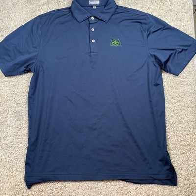 Peter Millar Polo Shirt Mens XL Navy Blue Excellent Summer Comfort Corteva Logo
