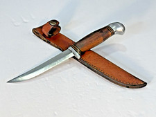 Frosts Mora Hunting Knife Model#345 Laminated Steel W/Leather Sheath Sweden VGUC