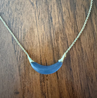 Alexis Bittar Blue Gray Lucite Gold Capped Crescent Necklace 19”