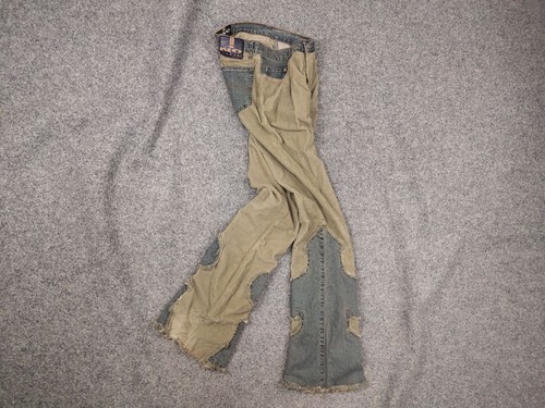 Vintage Japanese if six was nine Style LGB Y2K Corduroy x Denim Flared Jeans