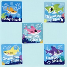 15 Baby Shark Large Stickers - Party Favors - Rewards