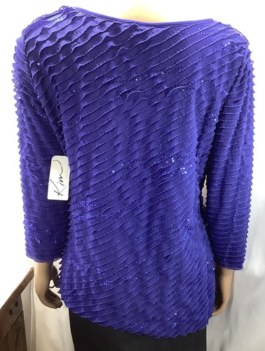 Top donna Kim Rogers blu zaffiro con scintillio taglia L nuovo con etichetta 211030JGS/JB1 - Foto 2 di 8