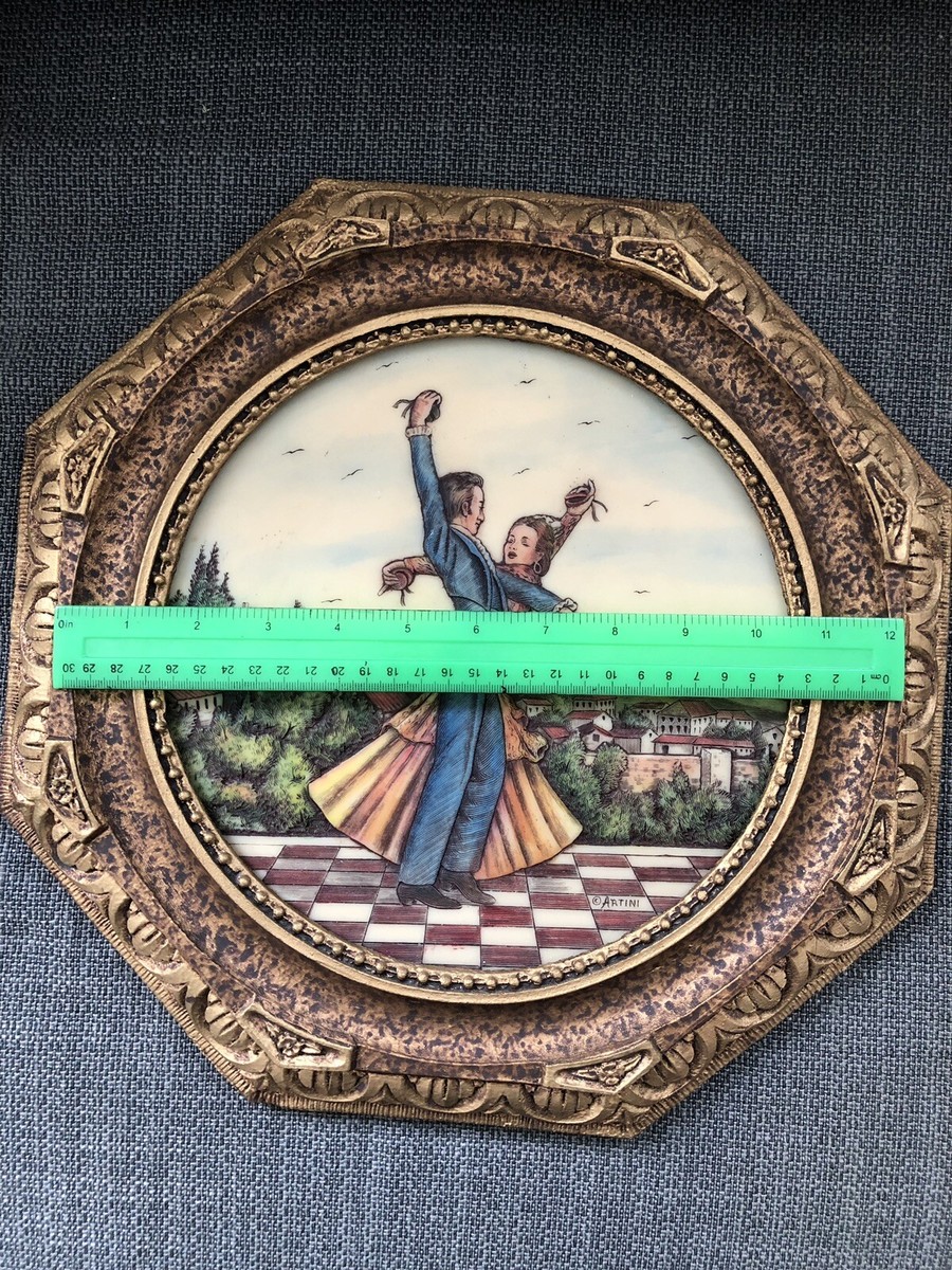 Vintage Artini Engraving Hand Painted Twin Etched Four Dimensional