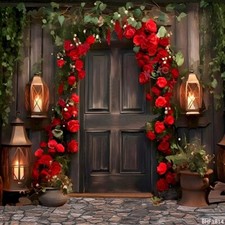 10'x10' CP Flower/Door Scenic Microfiber Fabric background backdrop BHF1814