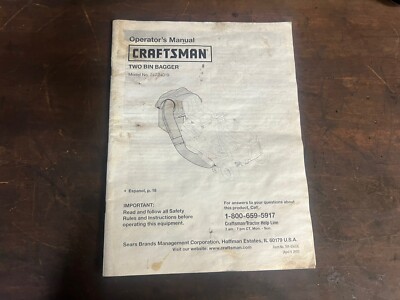 craftsman two bin bagger operators manual model 247,24019