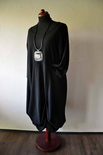 Layered refined Cloud Balloon Dress Black Jersey 46, 48, 50, 52, XL, XXL, XXXL - Picture 3 of 5