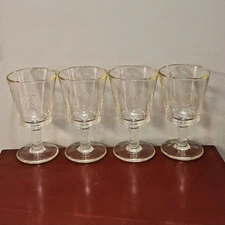 Set of 4 La Rochere Eifel Tower Medallion Water Glasses - Marked, Discontinued