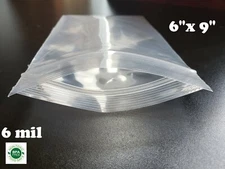 100 6" x 9" Extra Heavy Duty 6 Mil Zip Seal Lock Top Plastic Bags Resealable 6ML