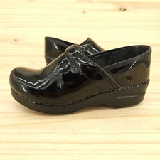Dansko Womens Professional Clogs 8 38 Black Patent Leather Slip On Comfort Shoes