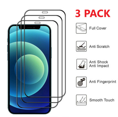 3x Full Cover Tempered Glass Screen Protector For iPhone 14 13 12 11 Pro MAX Xs