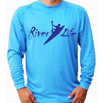 River Life Kayak Rafting Long Sleeve UPF 30 T-Shirt Sport Boat Sun UV Protection