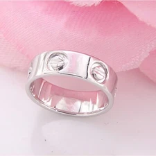 High Polished 925 Sterling Silver Wedding Plain Band Ring 14K White Gold Plated