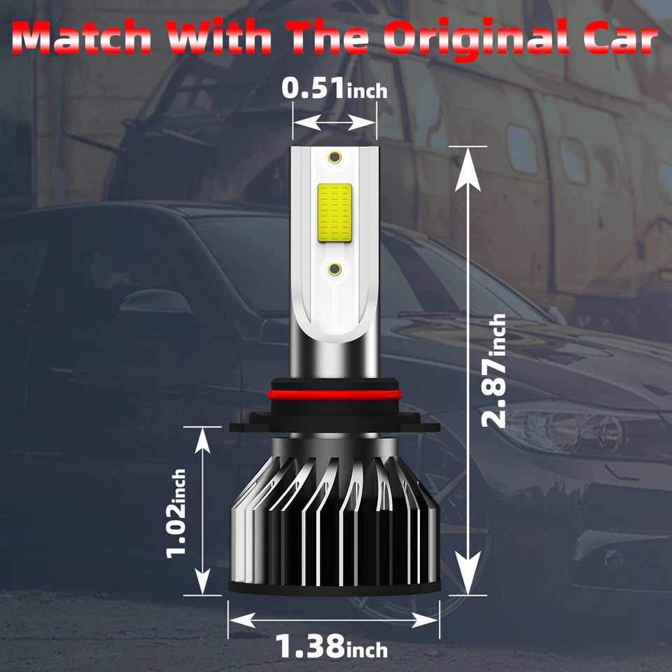 For Toyota Camry 2000-2018 9005/HB3 LED Headlight Bulbs Kit High/Low Beam 6000k - Image 3 of 4