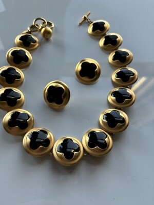 Vintage Anne Klein Collar Necklace Earrings set 1980s Chunky