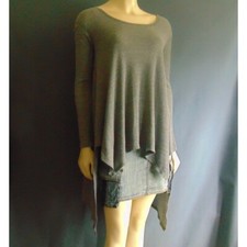 Free People We the Free Gray ribbed Lightweight Cotton Hi Low Top XS