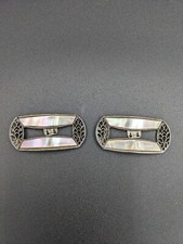 Vintage Musi Shoe Clips Mother of Pearl Filigree Buckle Style Jewelry for Shoes