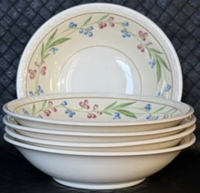 Homer Laughlin Berry Bowls Vintage 1940 Eggshell Georgian Pink Blue Coral Bells