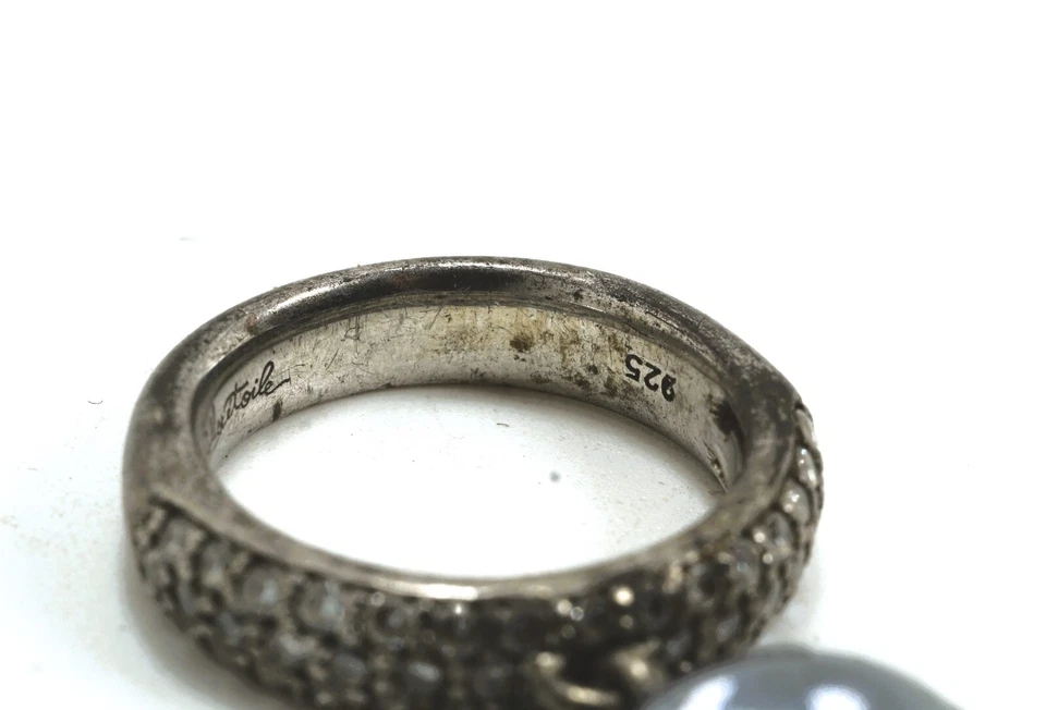 Anillo colgante Belle Etoile de plata de ley y azul en forma de corazón circonita cúbica, talla 5 Foto 4 de 4