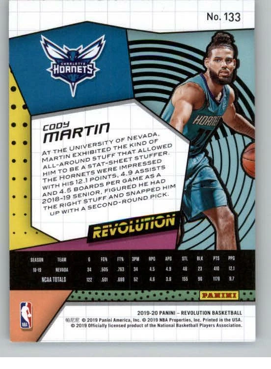 2019-20 Panini Revolution #133 Cody Martin RC (ref 128840) - Image 2 of 2