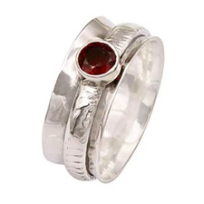 Garnet Gemstone 925 Sterling Silver Spinner Ring Jewelry Gift For Mother D-675