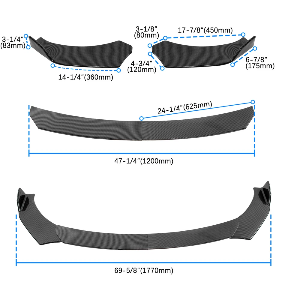 Fibra de carbono parachoques delantero divisor de labios varilla de puntal para Audi A3 A4 b7 b8 b9 A6 C7 Foto 2 de 4