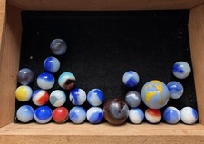 Vintage Marbles Shooters Lot Patch Swirl Agate Vitro Marble King Blue Mixed