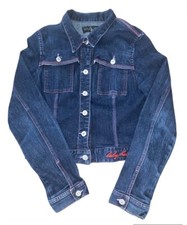 Y2K Baby Phat Denim Jean Jacket Girl's XL USA Made Embroidered Vintage Chic