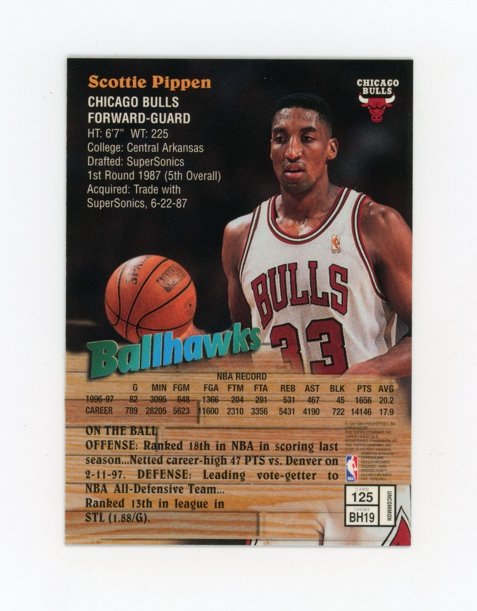 SCOTTIE PIPPEN 1997-98 Topps Finest Ballhawks #125 Uncommon SCOTTIE PIPPEN 1997-98 Topps Finest Ballhawks #125 Uncommon