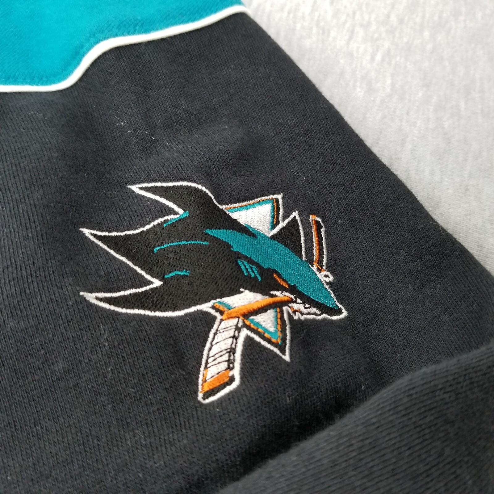 San Jose Sharks Hoodie Men's Extra Large Black Teal NHL Sweater Reebok Full Zip image 4