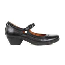 Cobb Hill Women's Laurel MJ Black leather Heeled Slip-On Shoes CJ3170