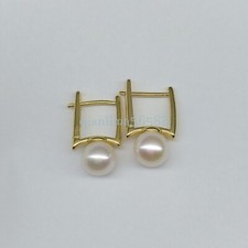 Gorgeous AAAAA Japanese Akoya Round 7-8mm White Pearl Earring 14k Gold P