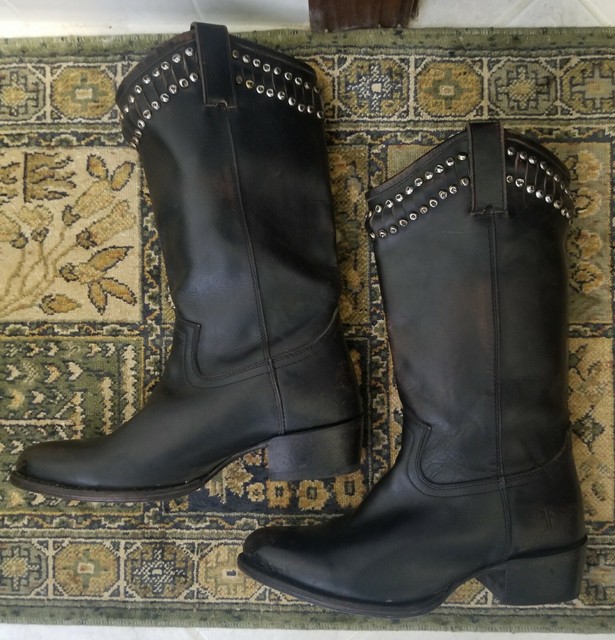 Womens Studded Frye Leather Boots Size 8 eBay
