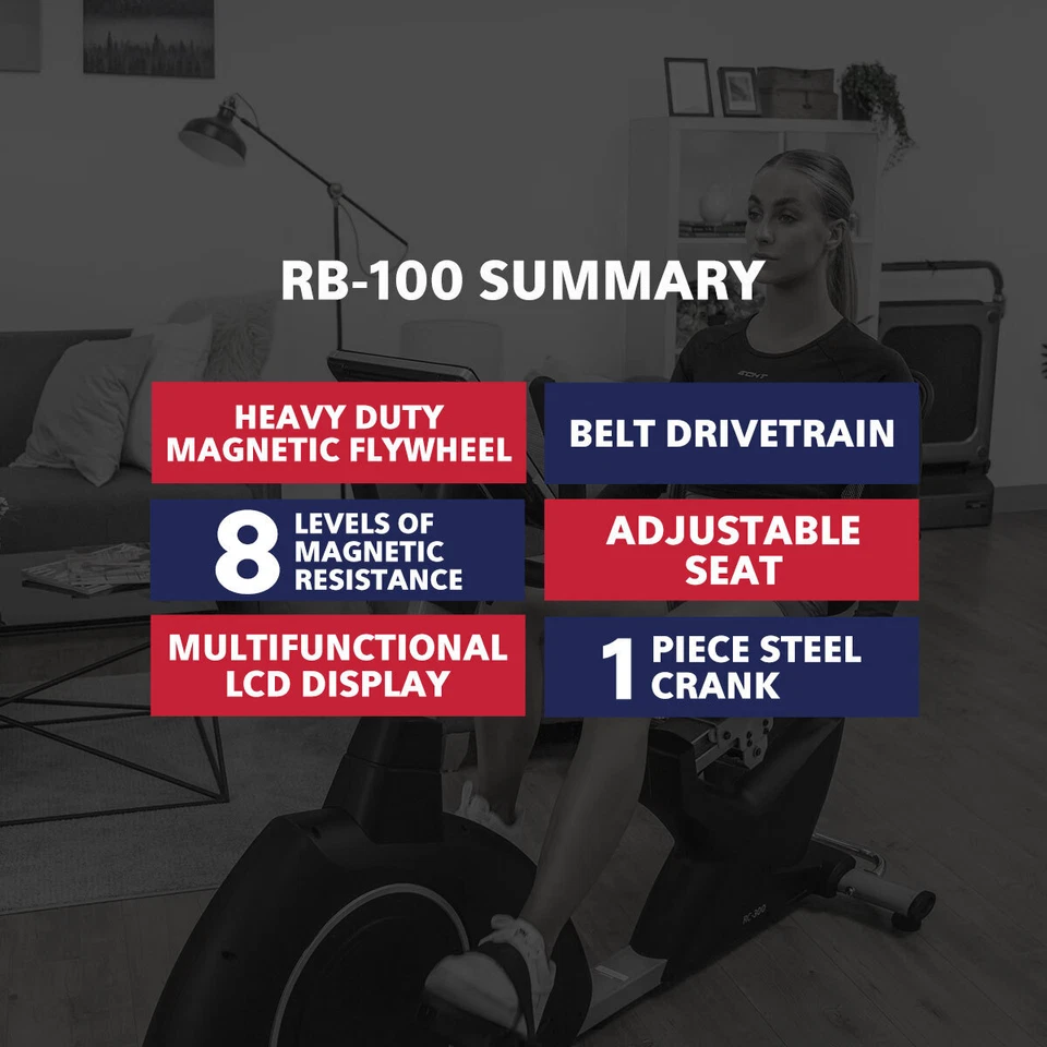 NEW LSG Fitness RB-100 Recumbent Bike Exercise Bike 8 Levels Magnetic Resistance - image 2 of 4