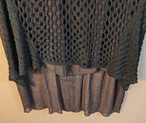 The Zig Zag Stripe L Black Knit Layered Boat Neck HiLo Hem Tunic Shirt Dress - Picture 7 of 23