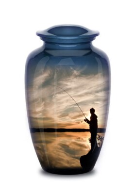 Human URN Fisherman Fishing Cremation for Adult Ashes Lighthouse Urn-