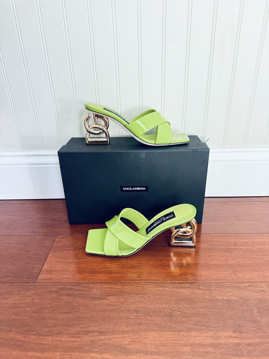 Dolce & Gabbana DG Logo Heel Crisscross Slide Sandals Mules