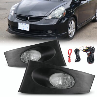 for 2007-2008 Honda Fit Fog Lights Driving Lamp Clear Glass Lens w/Wiring Switch